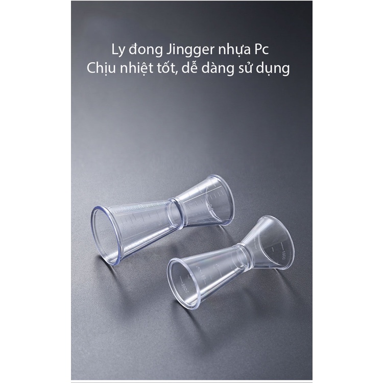 Ly đong 2 đầu - Jigger 2 đầu chất liệu PC, inox thực phẩm pha chế, định lượng vạch chia - HVL TEA