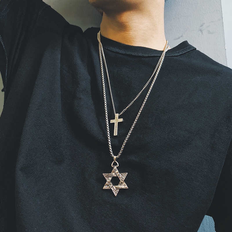 Dây Chuyền Thép Titan Mặt Thánh Giá Phong Cách Hip Hop