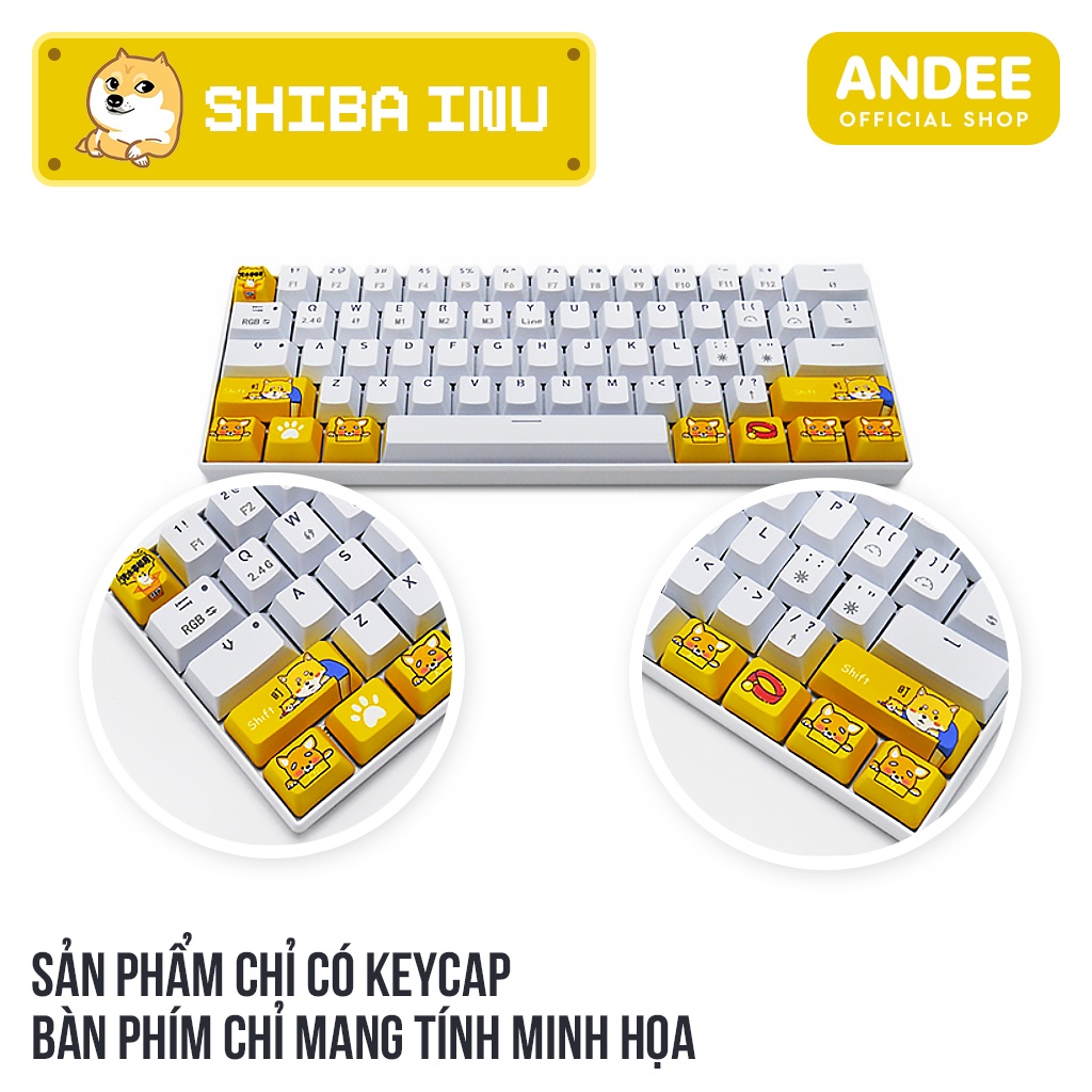 Keycap PBT in dyesub nhiều màu hoạt hình siêu dễ thương Shiba Inu - Doraemon