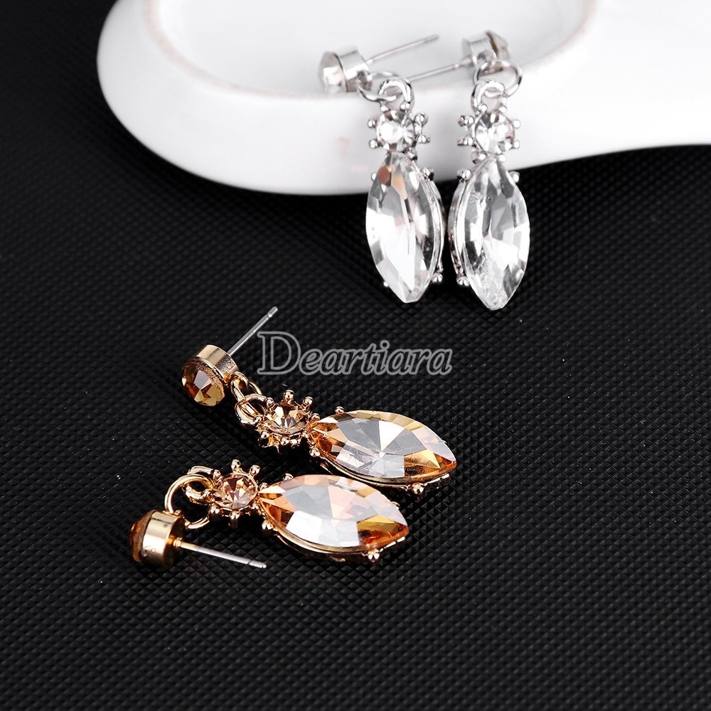 Bộ Vòng cổ + Bông Tai Đính Đá Pha Lê Phong Cách Âu Mỹ Thời Trang Sang Trọng Cho Nữ