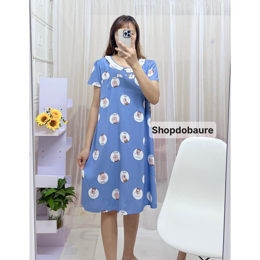 Váy lanh bầu cộc tay mặc nhà MÙA HÈ MỀM MÁT - (V16)