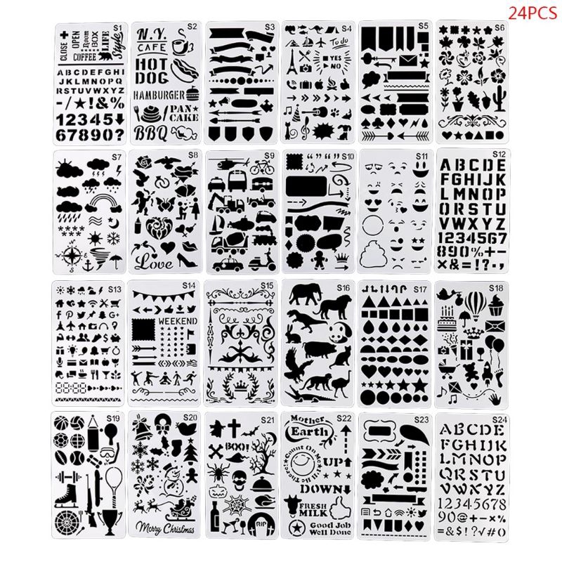 Bộ 24 khuôn vẽ trang trí thủ công đa năng độc đáo