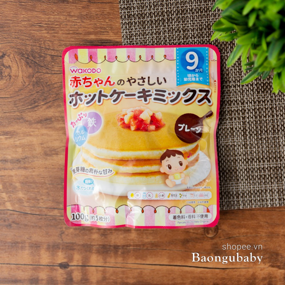 Bột làm bánh Wakodo 100gr, làm bánh pancake (bánh doraemon) cho bé 9m ăn dặm