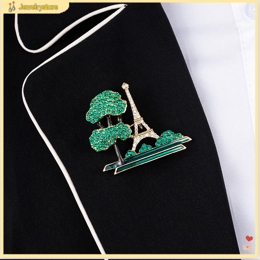 Ghim cài áo hình tháp Eiffel đính đá nhân tạo đẹp mắt hợp thời trang
