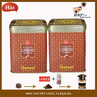 (Combo 2 hộp thiếc Gourmet) Cà phê sạch Arabica,culi,robusta rang xay nguyên chất, đậm đà+tặng gói trà 100g
