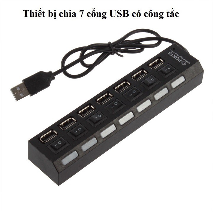 Hub chia 7 cổng usb có công tắt đèn