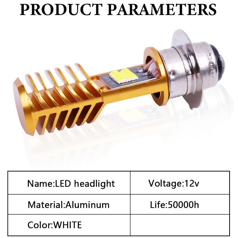 1 Đèn Pha P15D H4 Ba20D H6M 6000k 3030led Cho Xe Máy