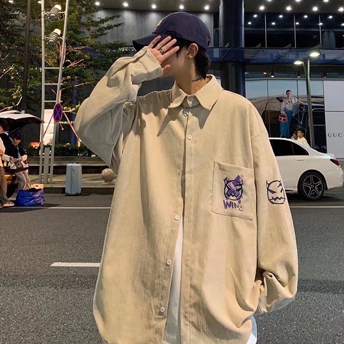 Áo Sơ Mi Nam Nhung Kẻ Dài Tay In Hình Giản Dị Thời Trang Hàn Quốc Dành Cho áo sơ mi nam form rộng đồ đôi nam nữ  áo sơ mi tay dài unisex áo sơ mi caro nữ