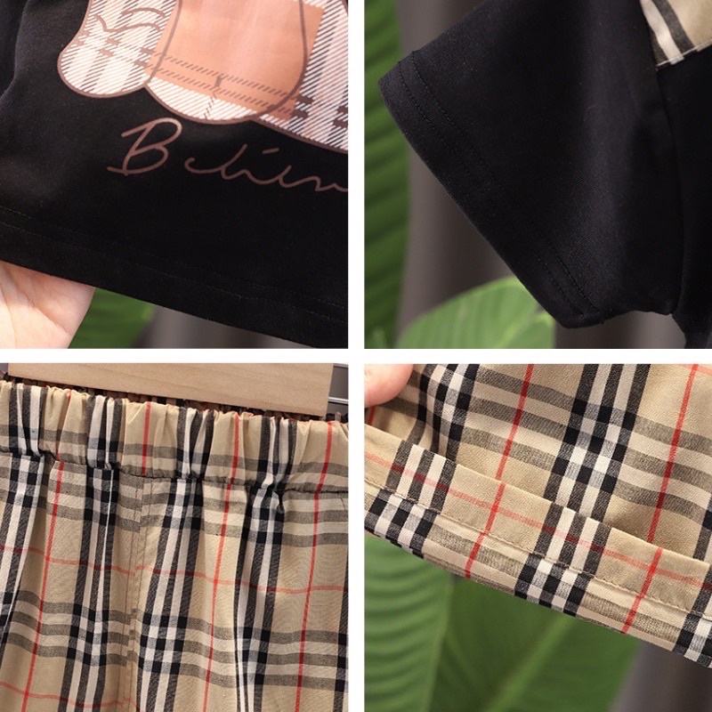 Bộ Thun Bé Trai In Hình Gấu BURBA. Set Đồ Bé Trai Chất Liệu Vải Cotton Mềm Mại Thoáng Mát Cho Bé
