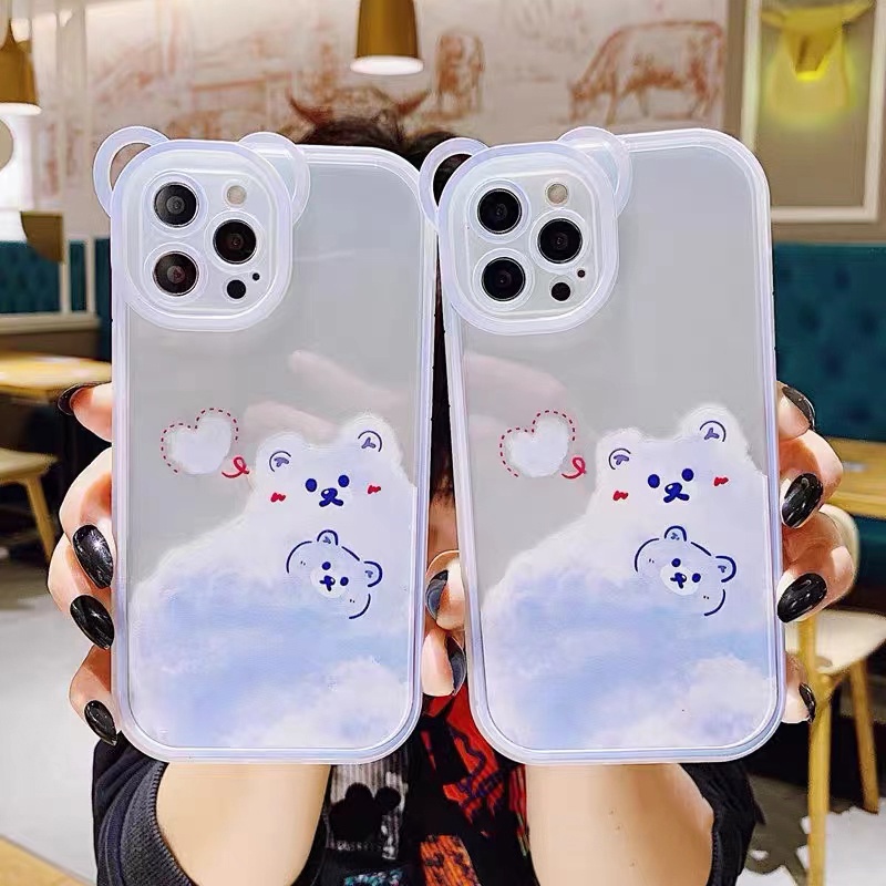 Ốp Điện Thoại TPU Silicon Mềm Trong Suốt Hình Gấu Dễ Thương Cho iPhone 13 12 Mini 11 Pro X XR XS Max SE 2020 6 6S 7 8 Plus