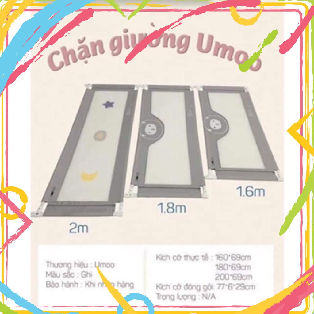 tuan000016 THANH CHẮN GIƯỜNG UMOO CHẮN CHẮN BỀN ĐẸP BẢO VỀ AN TOÀN CHO BÉ KÍCH THƯỚC M6/M8/2M/2M2 tuan000016