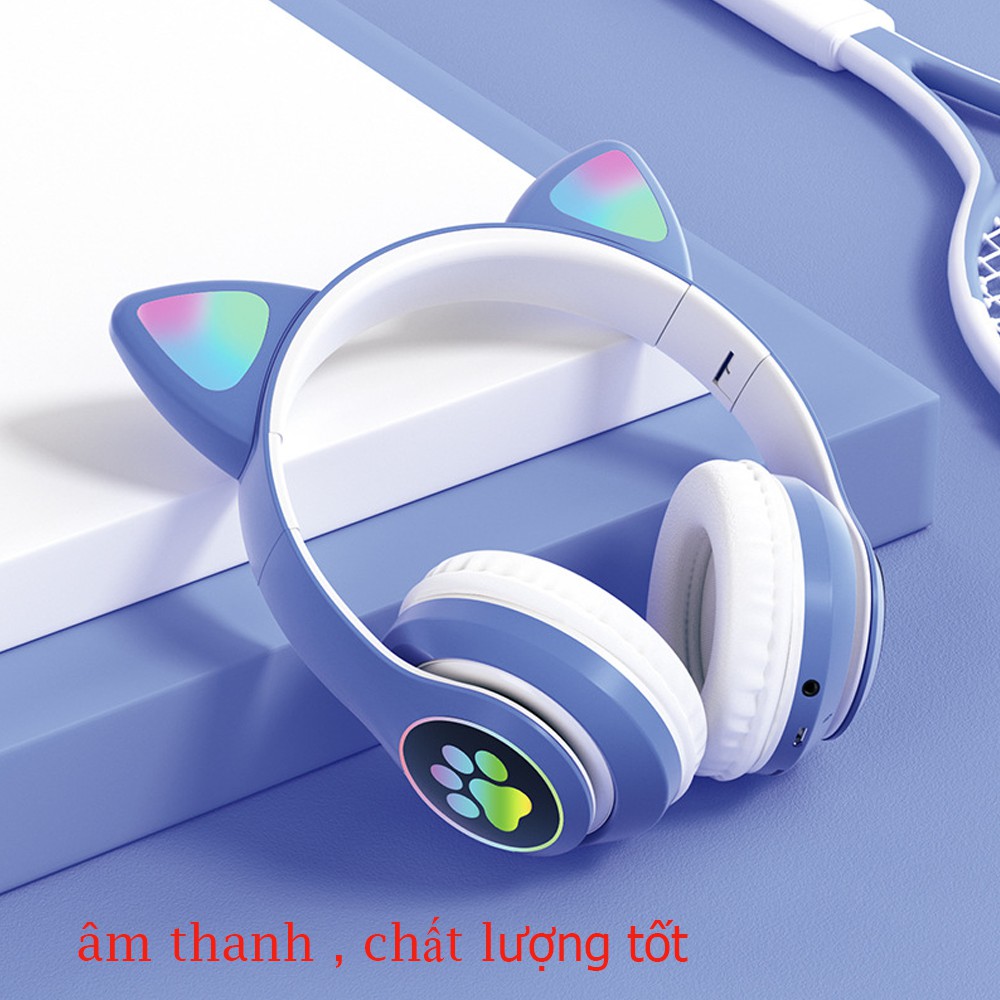 [GIÁ CỰC SỐC ] Tai nghe mèo kết nối bluetooth có đèn LED phát sáng model BT28 sản phẩm HOT 2021