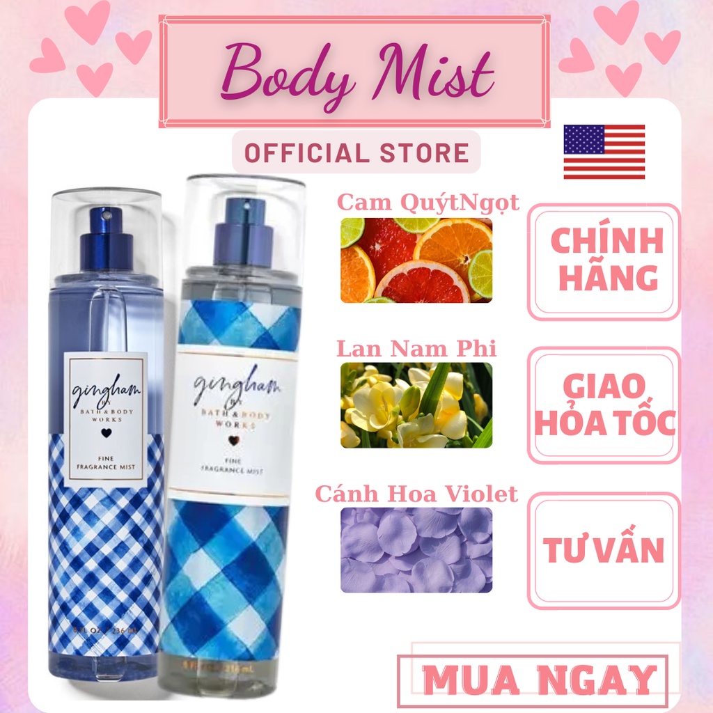 Xịt Thơm Toàn Thân Bath And Body Works - Gingham Body Mist (236ml)