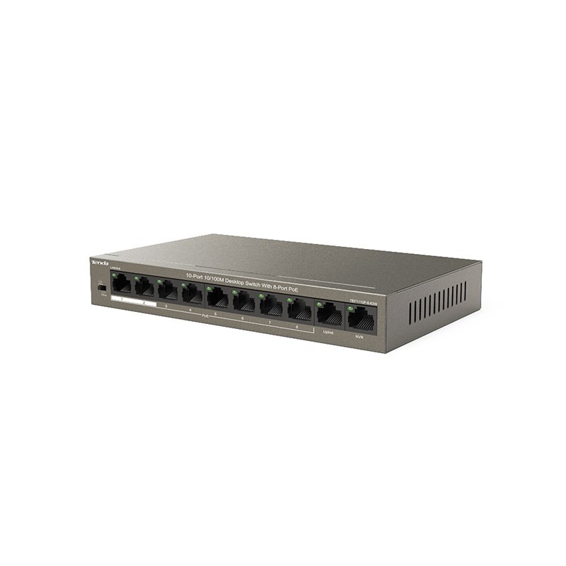 Switch Chia Mạng Poe 8 Cổng Tenda TEF1110P -63W 2 Cổng Uplink - Hàng Chính Hãng