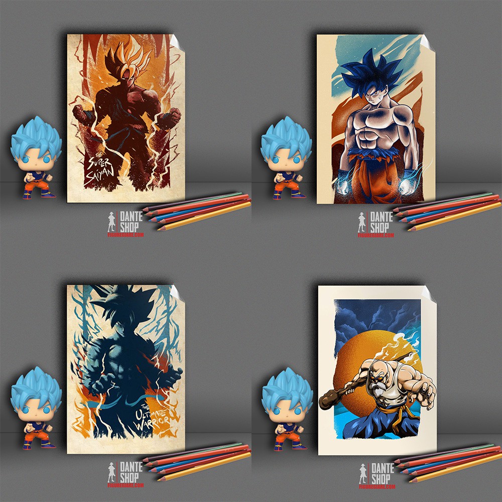 Poster A5 Dragon ball Chất Liệu Decan Phủ Bóng Chống Thấm Nước  - Tặng khi mua mô hình Dragon ball