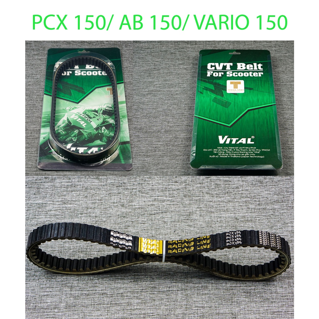 Dây curoa Vario 150, Airblade 150,  PCX 150, AB 150 VITAL - Day curoa cao cấp Thái Lan đi được trên 40.000 Km