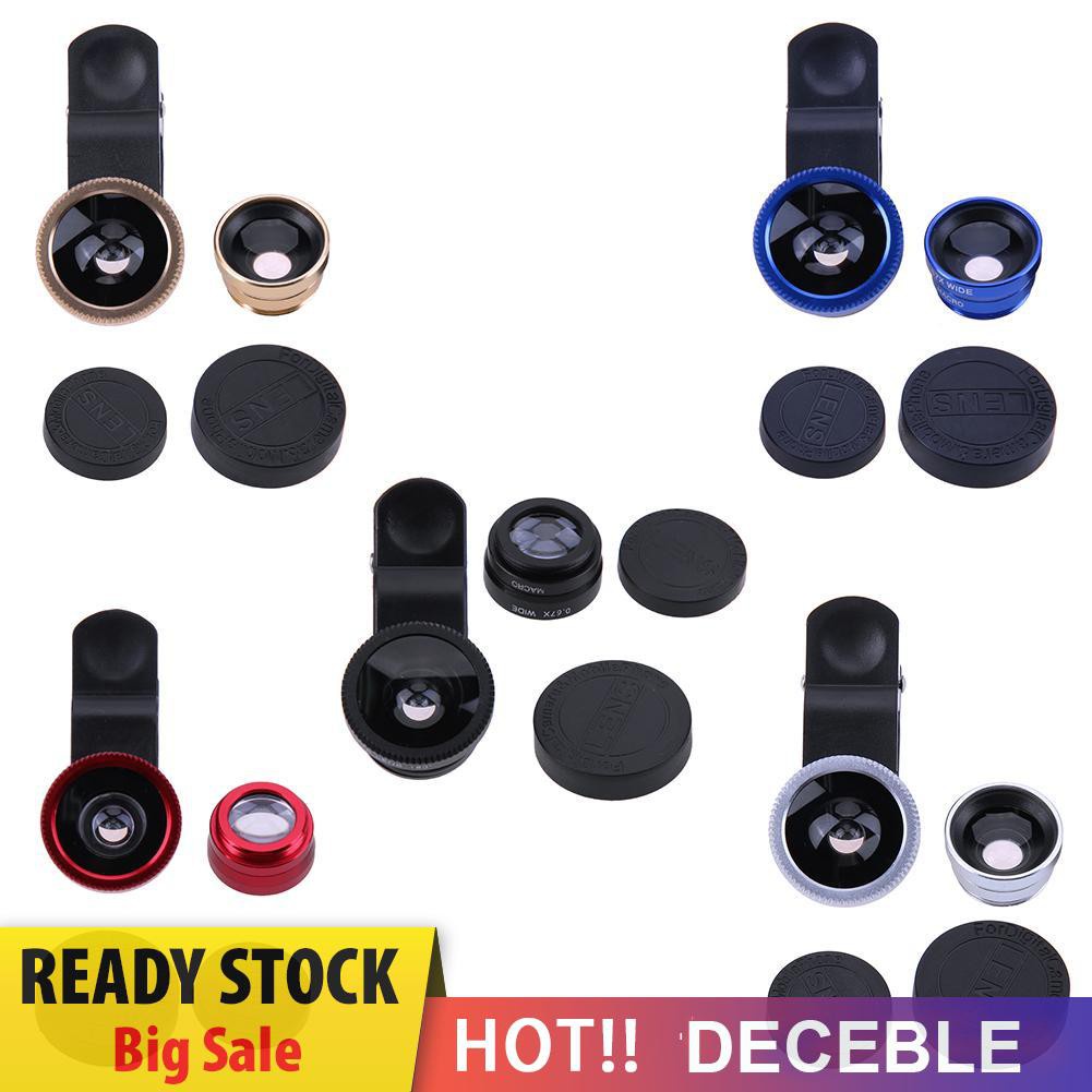 Deceble 3 in 1 Fish Eye+ Wide Angle+ Macro Camera Lens Kit for Phone