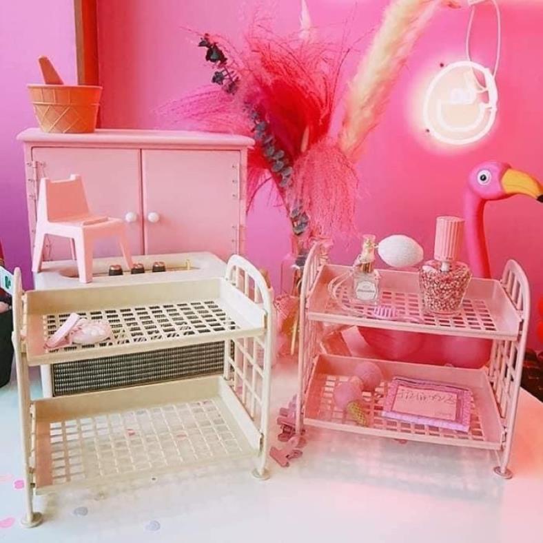 [FREESHIP] Kệ Nhựa Mini 2 Tầng Decor Bàn Học Đựng Đồ Siêu Xinh