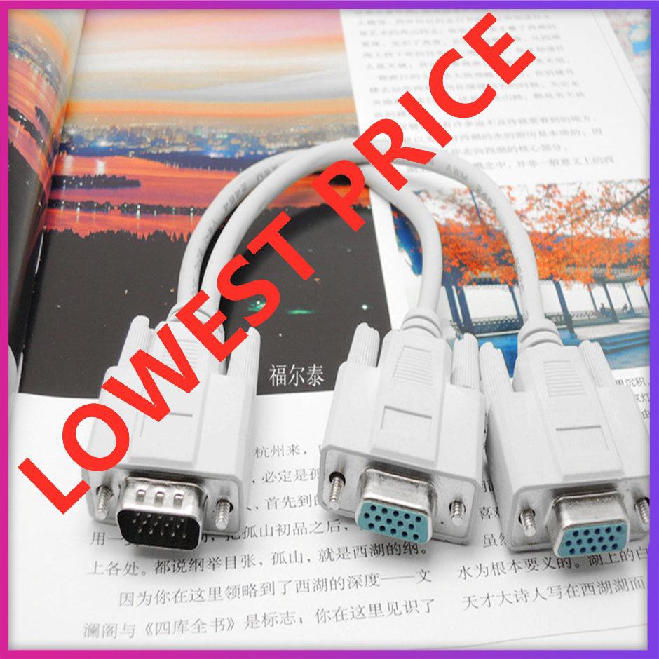 【giao hàng hôm nay>>>1 PC to 2 Way VGA SVGA Monitor Dual Video Graphic LCD TFT Y Splitter Cable Lead