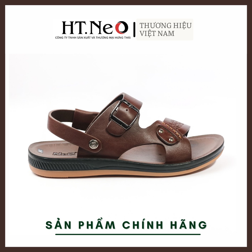 Giày sandal nam - dép nam HT.NEO 100% da bò mềm mại, đế cao su nguyên khối, khâu chân quai siêu chắc SD76