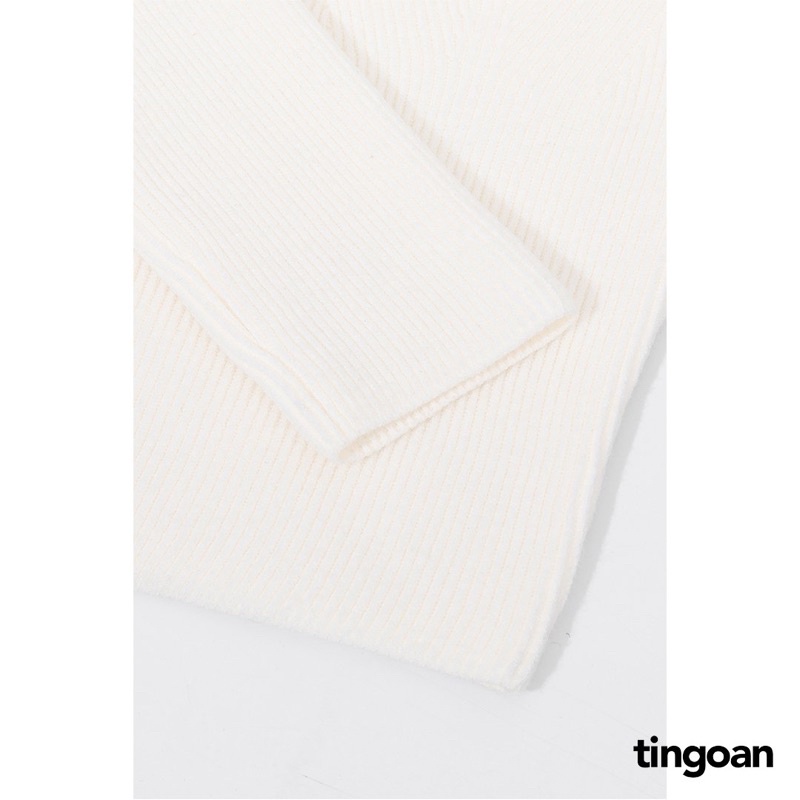 TINGOAN® - Áo len xù dài tay viền lượn cổ trắng TIFFANY TOP/WH phiên bản mới nhất tháng 9 năm 2023