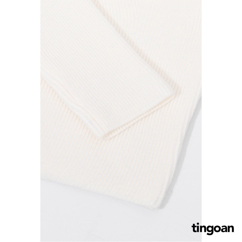 Áo len dài tay viền lượn cổ trắng tingoan TIFFANY TOP/WH
