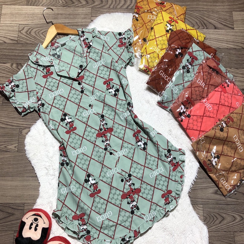 Váy ngủ cute ️🍀 FREE SHIP ️🍀 Đầm ngủ form rộng, họa tiết chuột mickey dễ thương | BigBuy360 - bigbuy360.vn