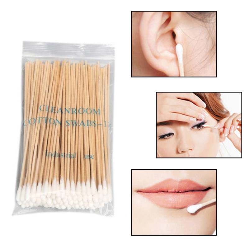 Bộ 100/200 cây tăm bông cán dài 6inch sử dụng tiện lợi