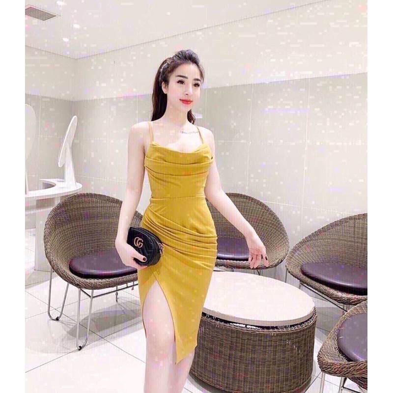 [Rẻ vô địch] Sale sốc - Đầm body cổ đổ xẻ tà | BigBuy360 - bigbuy360.vn