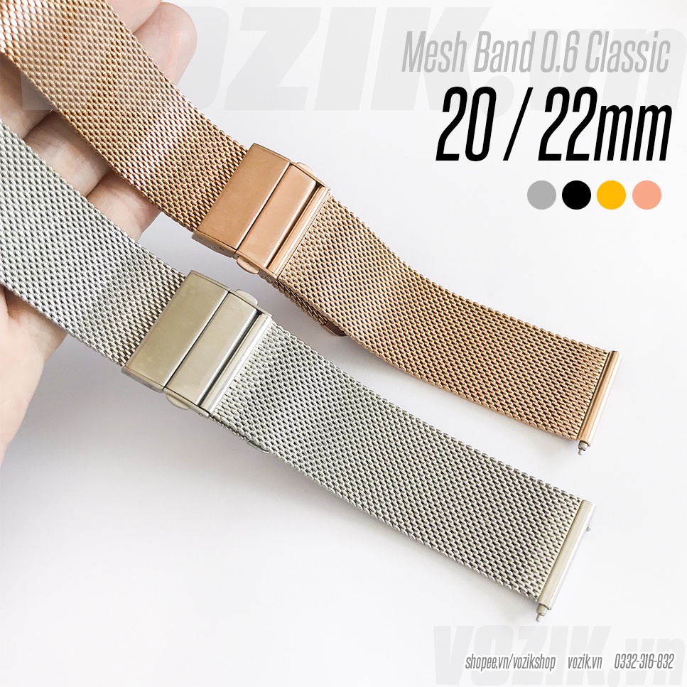 Dây đeo đồng hồ thép lưới mesh  Mesh 0.6mm VOZIK - milanese strap band for watches - 4