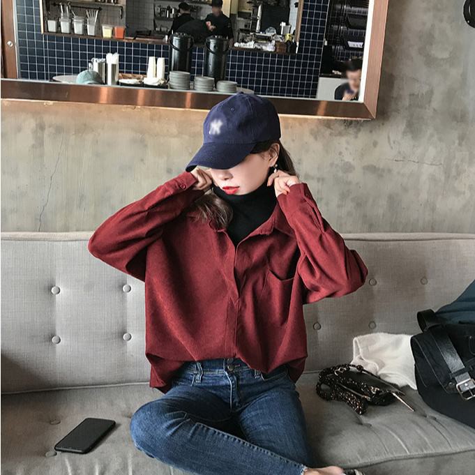 Áo Sơ Mi Nữ Dáng Rộng Retro Phong Cách Thời Trang Hong Kong