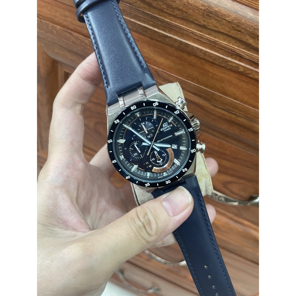 Đồng hồ nam casio eqs-920bl - dây da màu blue - màu xanh siu đẹp