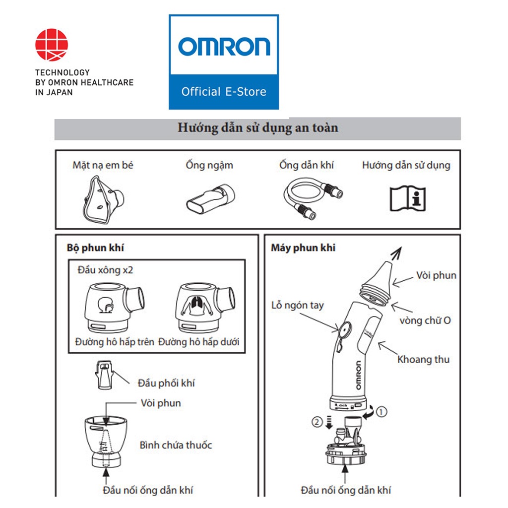 [Sản Xuất Tại Italy] Máy Xông Khí Dung Và Hút Dịch Mũi 2 Trong 1 Omron DuoBaby | Bảo Hành 24 Tháng