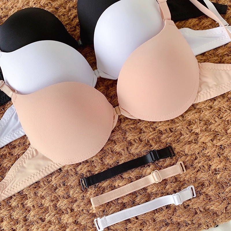 [Full size 32-38] Áo lót nữ, Áo ngực trơn cài trước có đệm, gọng nâng ngực Cao cấp -Doris.Bra