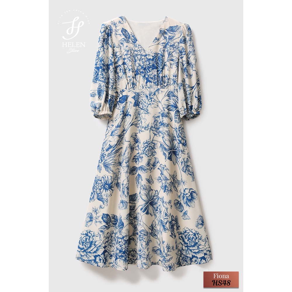 Đầm dáng xòe họa tiết gốm sứ sang trọng - Fiona Dress - Helen Boutique