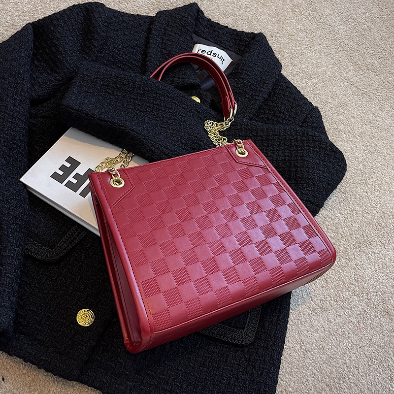 Túi đeo vai IELGY họa tiết sọc caro phối dây xích thời trang cao cấp cho nữ