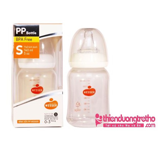 Bình Sữa Wesser Cổ Hẹp PP Mẫu mới 60ml - 140ml - 250ml