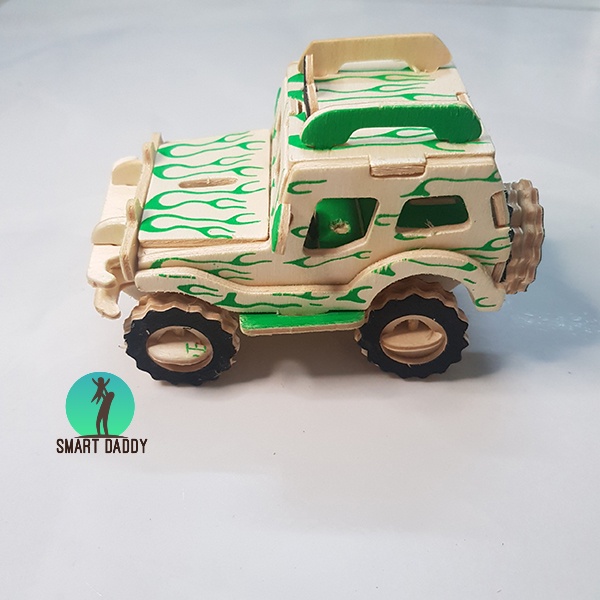 Đồ chơi lắp ghép 3D ô tô bằng gỗ cắt lazer phát trển tư duy kiên trì cho bé