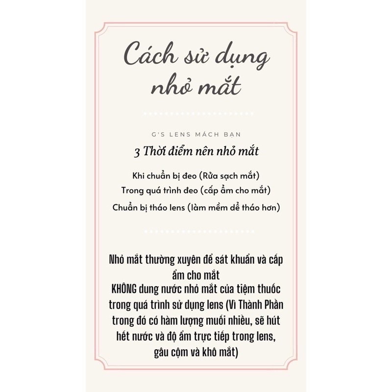 Nước nhỏ mắt khi sử dụng KAT bảo vệ lens, bảo vệ mắt, tạo độ êm dịu khi đeo lens
