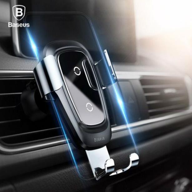 Bộ đế giữ điện thoại tích hợp sạc nhanh không dây dùng cho xe hơi Baseus Metal