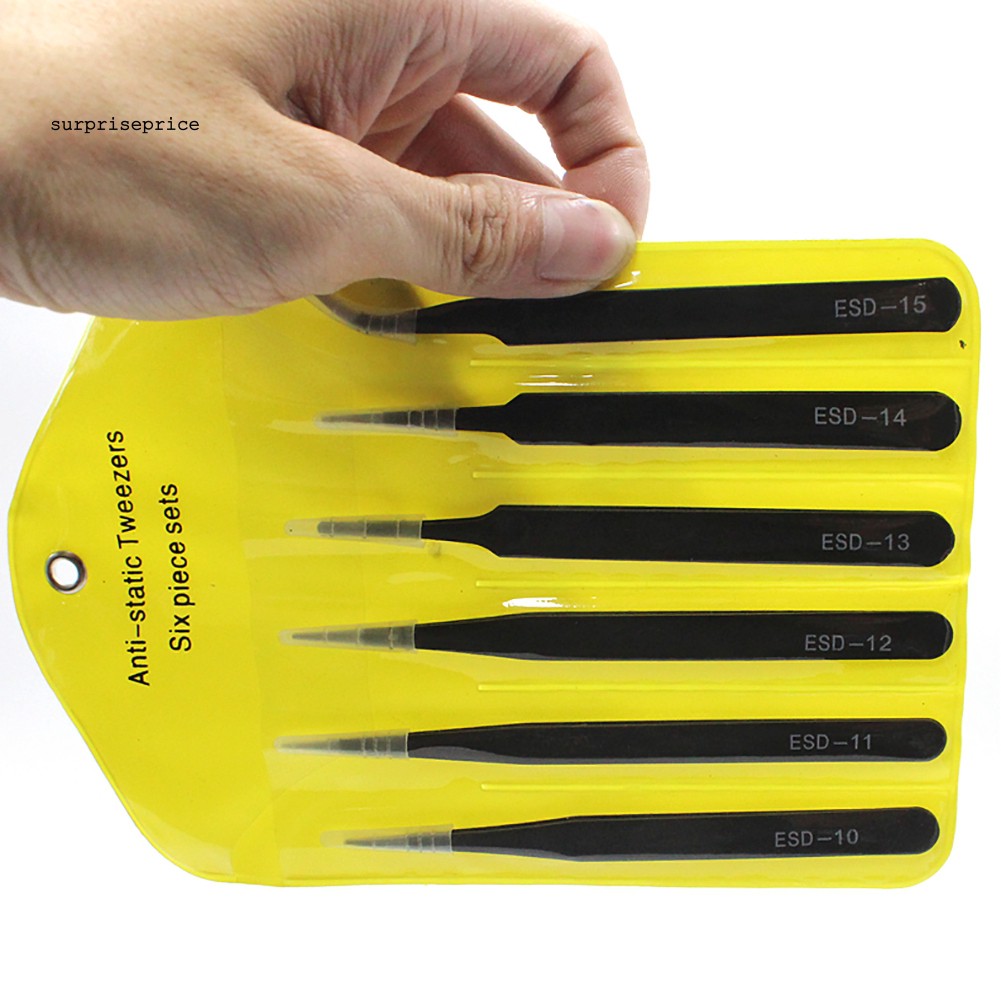 Bộ 6 cái nhíp sửa chữa đa dụng bằng thép không gỉ