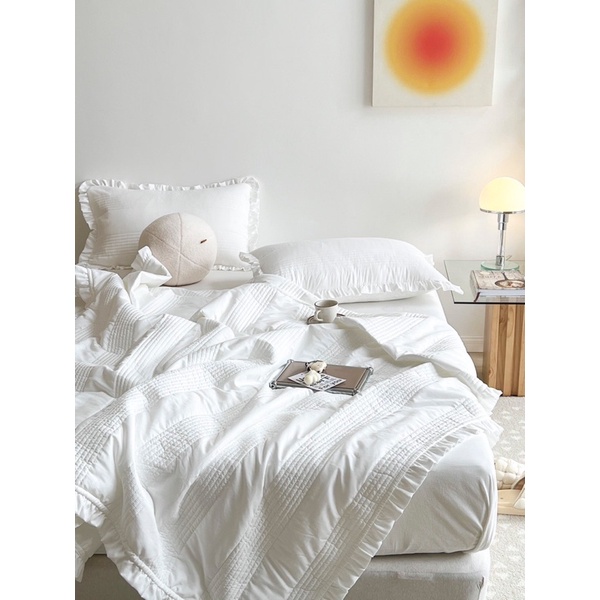 Bộ cotton Linen 4 món chăn trần mềm mịn thấm hú mồ hôi,ga gối chăn trần cotton Linen nhập khẩu cực kì thoáng mát