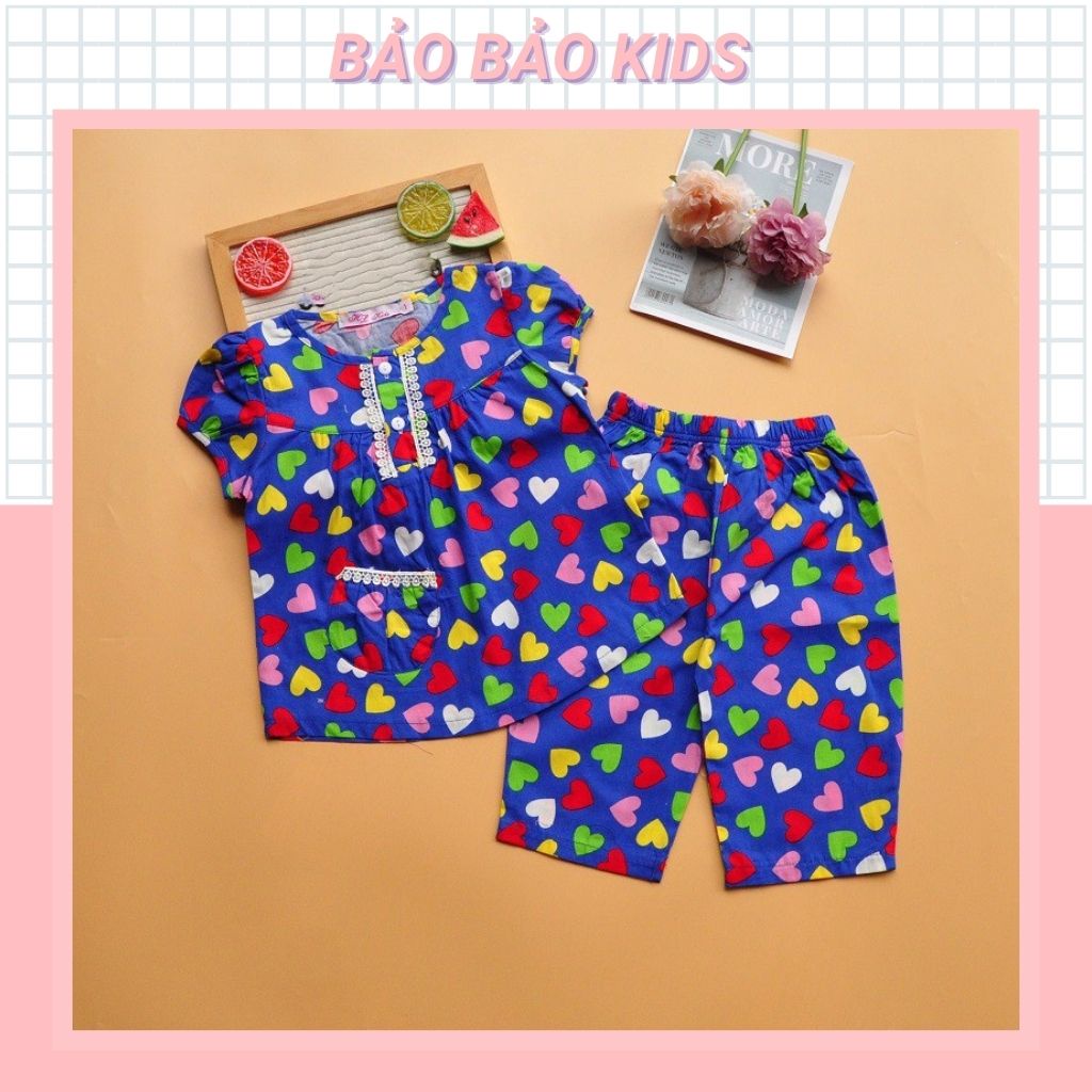 Đồ bộ Pijama bé gái lửng vải kate họa tiết đáng yêu từ 12 đến 33kg - BAOBAOKIDS