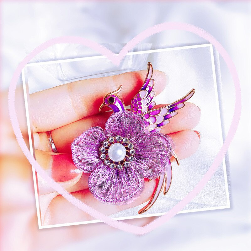 Ghim cài áo hình chim công đính đá sang trọng thời trang cho nữ