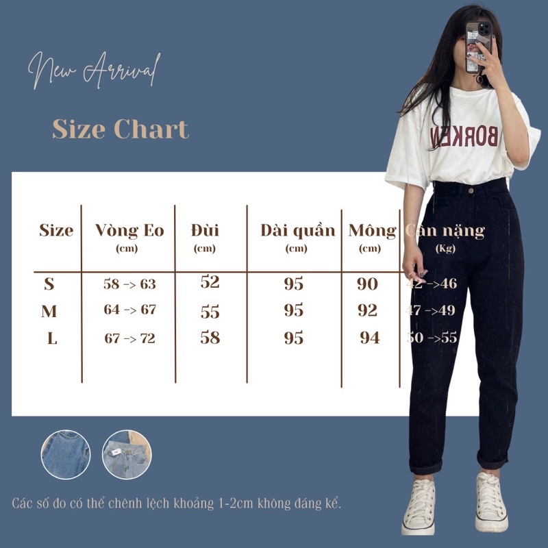 Quần bò nữ, quần Jean bò baggy nữ cạp cao phong cách Ulzzang Hàn Quốc 1639 imes shop | BigBuy360 - bigbuy360.vn