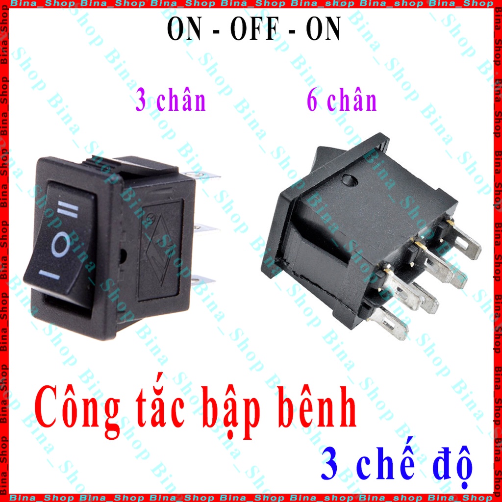 Công tắc 3 chế độ ON-OFF-ON 10A/125V 6A/250V kích thước 21x15mm