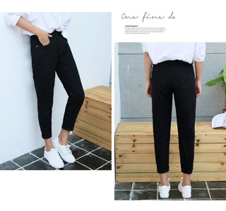 (Rách gối và Trơn) Quần baggy jean đen