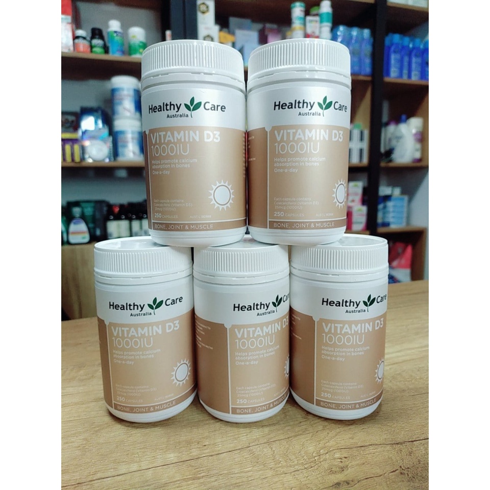 Viên Uống Chống Loãng Xương Healthy Care Vitamin D3 1000IU 250 viên