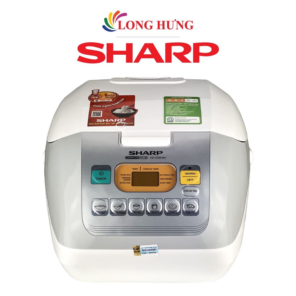 [Mã ELHADEV giảm 4% đơn 300K] Nồi cơm điện tử Sharp 1.8 lít KS-COM18V - Hàng chính hãng