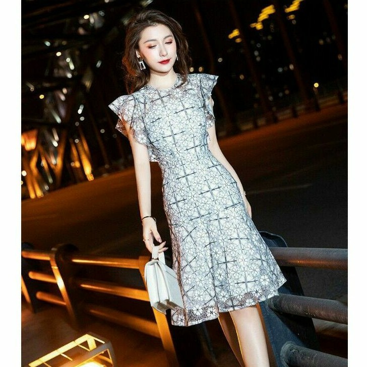 Hàng nhập - Đầm dáng ôm ren hoa cánh tiên, váy body dự tiệc dạo phố